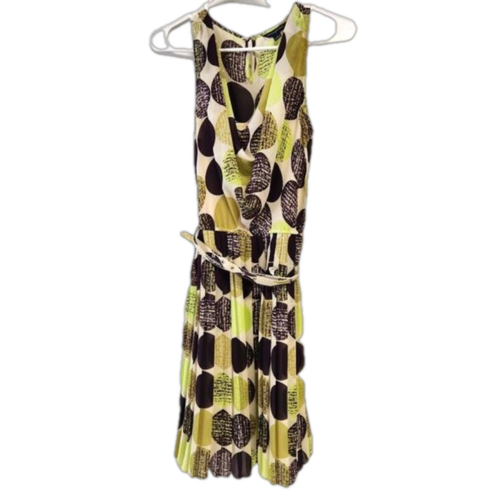 Banana Republic sleeveless belted dress size 6 pleated unattached slip